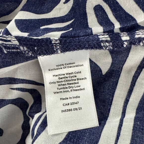 Talbots Tunic Top 2X Paisley Blue White Cotton V-Neck Lightweight NWT TP-3419 - Picture 8 of 8